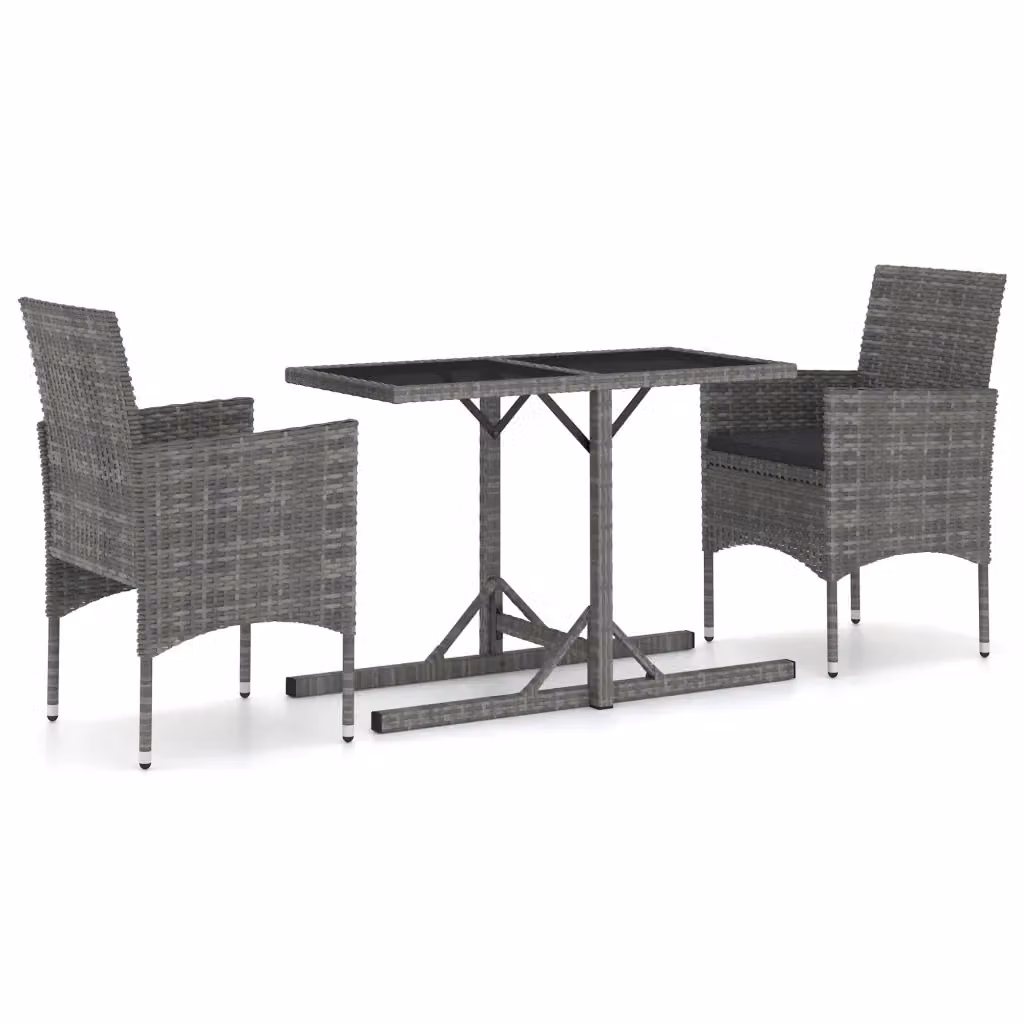Set da pranzo da giardino moderno vidaXL in polyrattan e vetro, colore grigio antracite – 2