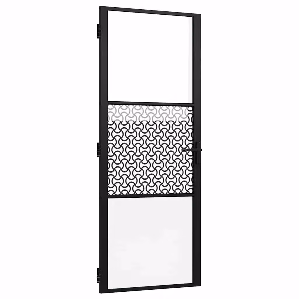Porta moderna vidaXL in alluminio e vetro trasparente nero L: 83 cm, P: 3,5 cm, H: 201,5 cm – 2