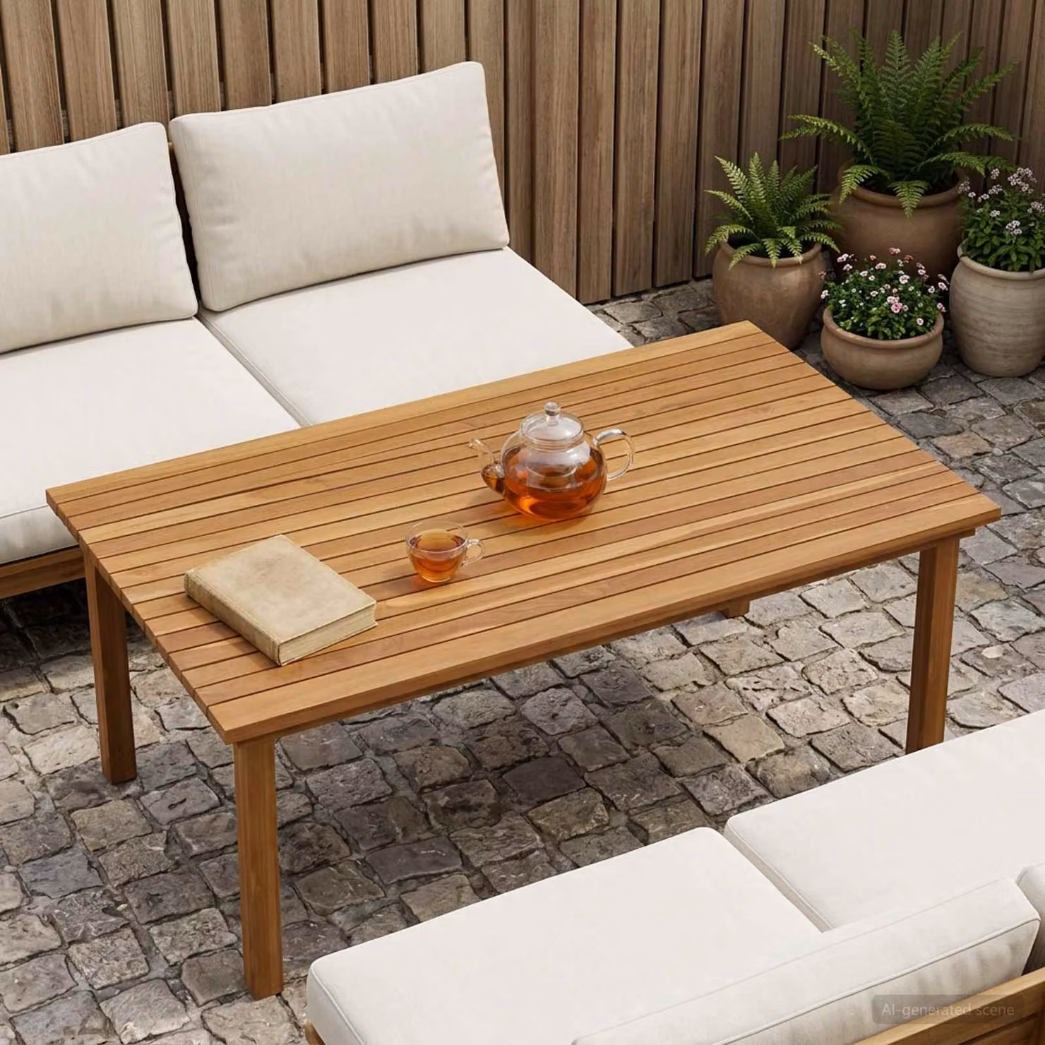 Piano del tavolo rettangolare vidaXL in legno di teak marrone L: 110 cm, P: 55 cm, H: 3,5 cm