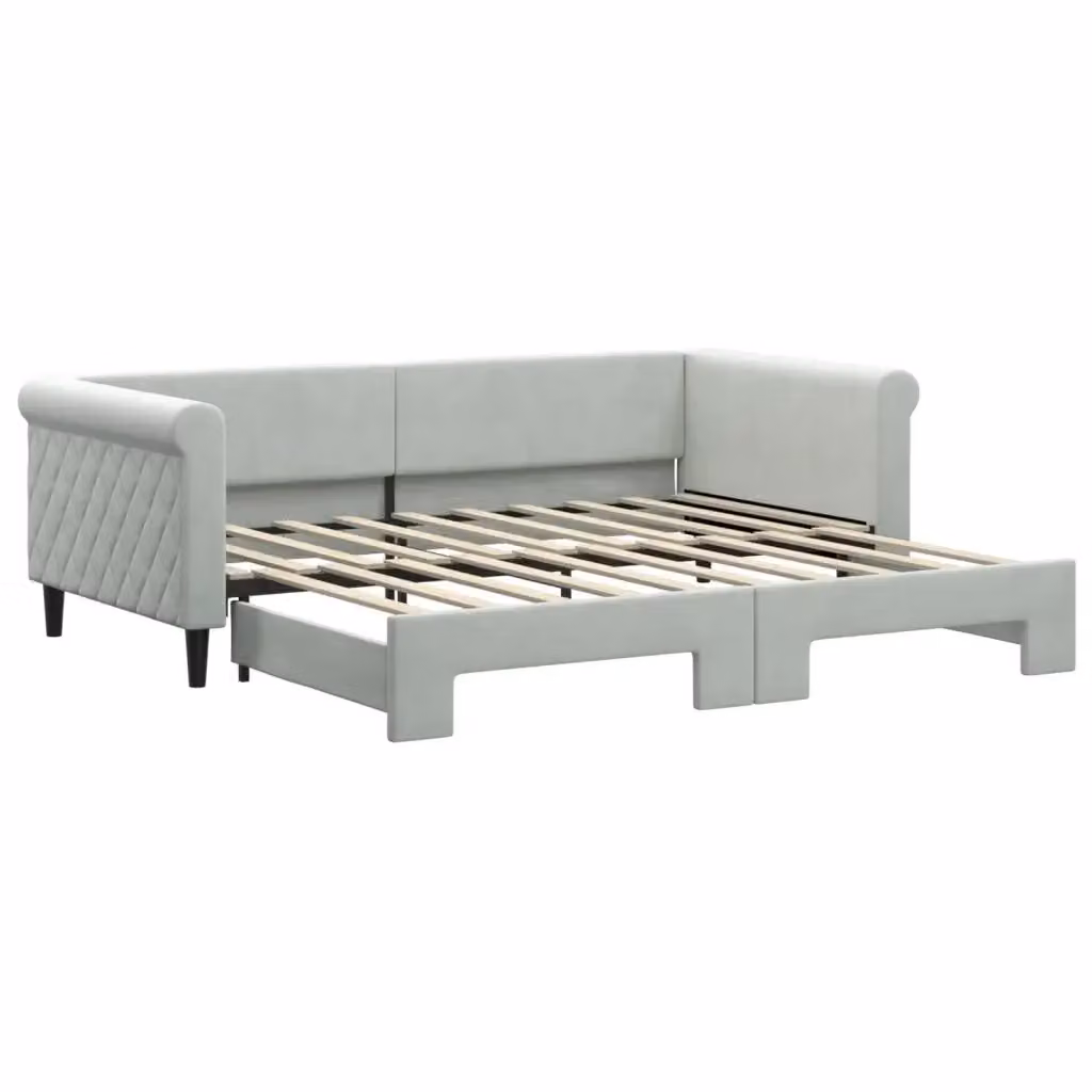 Divano Letto con Letto Estraibile vidaXL in Velluto Grigio per Soggiorno e Camera da Letto L/P/H: 219 x 90 x 68 cm – 2