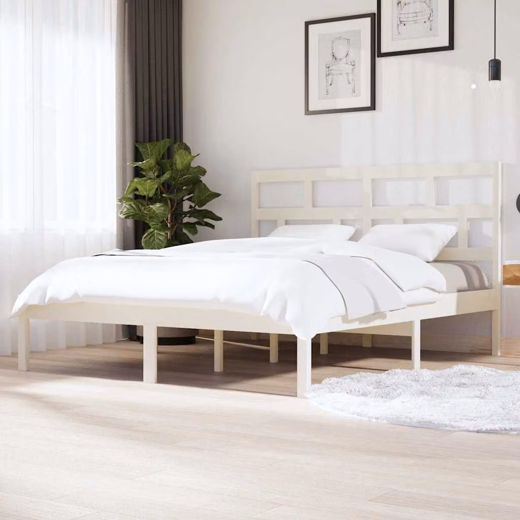 vidaXL Giroletto Bianco in Legno Massello di Pino L/P/H: 160 x 200 x 205,5 cm – 1