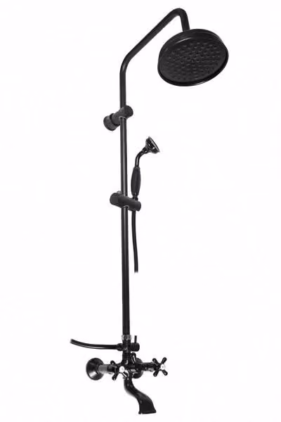 Slezák-RAV Miscelatore per bagno MORAVA RETRO con soffione e doccetta, Colore: nero opaco, Dimensioni: 150 mm