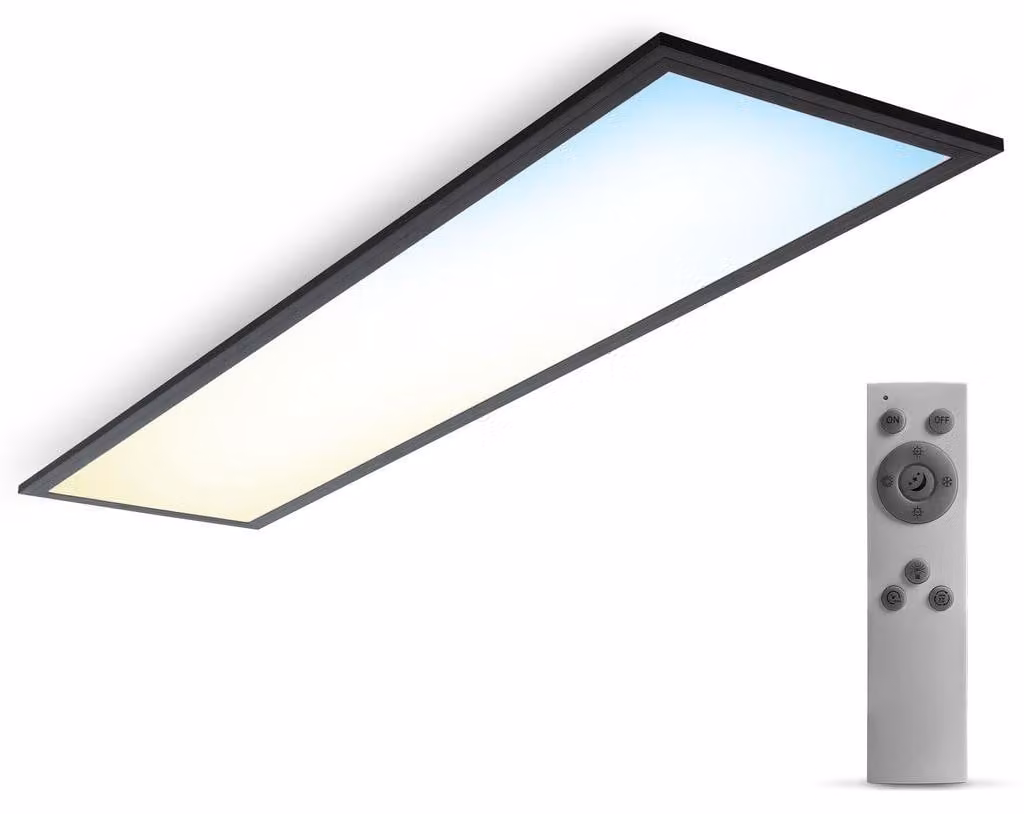 B.K.Licht Pannello LED, lunga 1m, Dimmerabile, Luce calda, neutra, fredda CCT, Telecomando incluso, 24W, 2.200Lm, timer, Luce notturna, 1000x250x65 mm