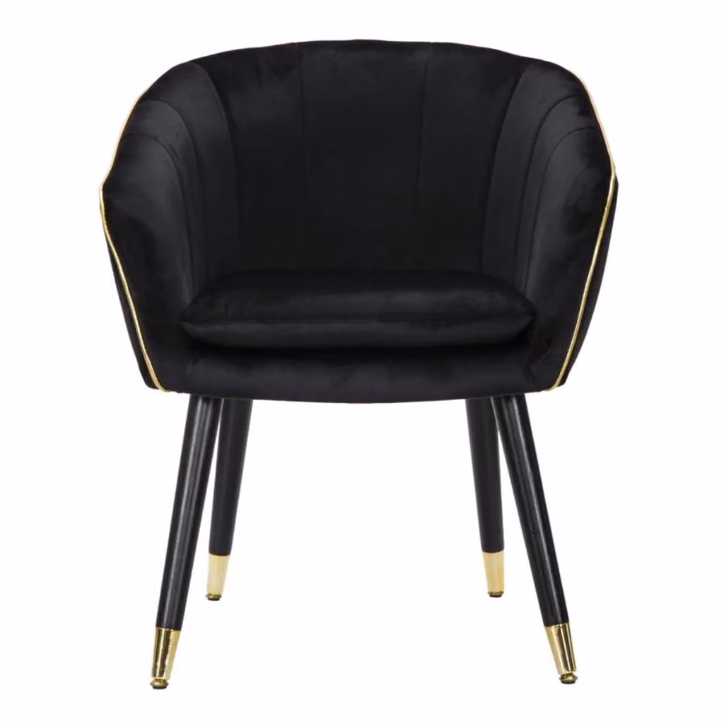 Poltrona Paris Vikasa Home in velluto nero e oro con struttura in metallo e braccioli L/P/H: 62 x 58 x 78 cm – 2