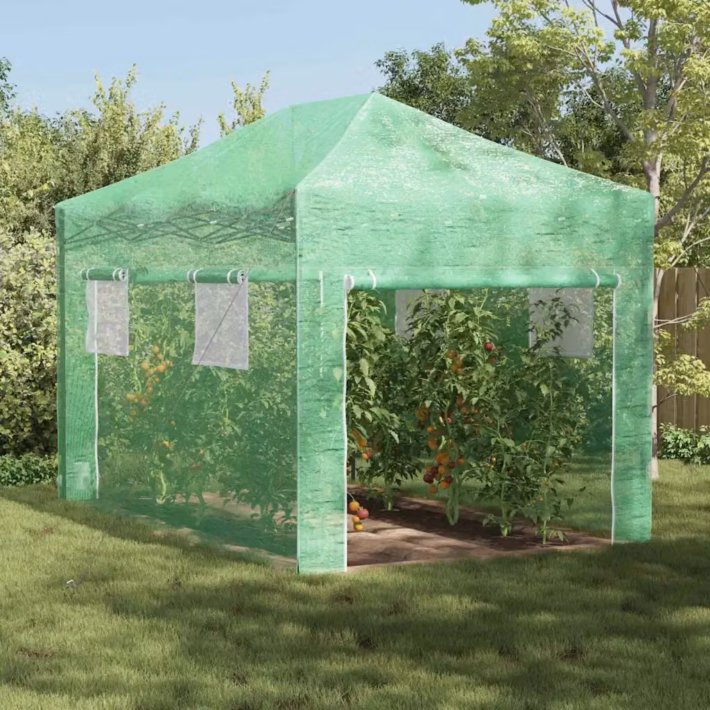 Serra con struttura pop-up vidaXL in ferro verde L: 280 cm, P: 410 cm, H: 315 cm