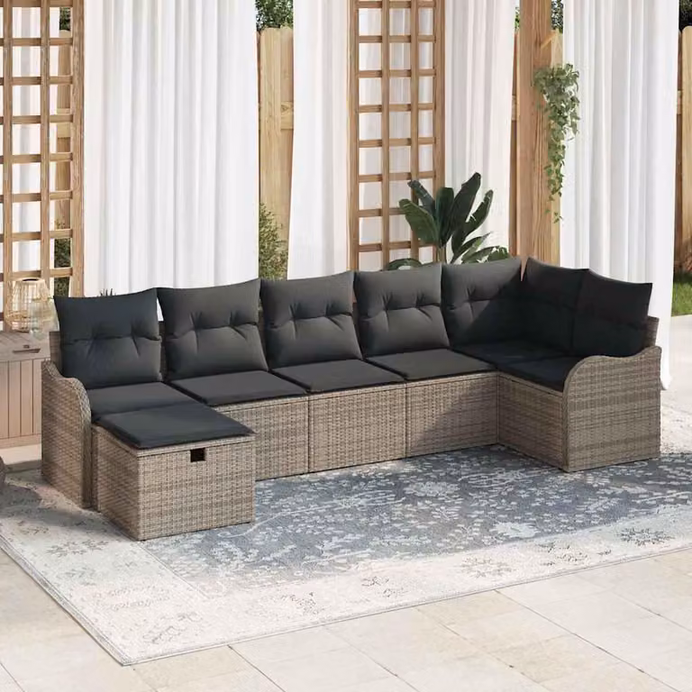 Maison Exclusive - Set da giardino composto da 7 pezzi, divano in rattan sintetico