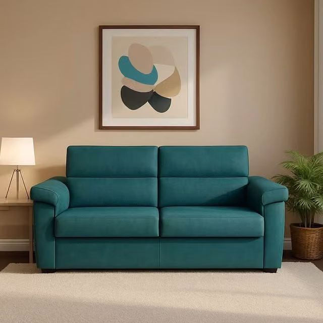 Divano Letto Salorno DMORA 2 Posti con Copertura Sfoderabile e Contenitore, Azzurro, L: 185 cm, P: 95 cm