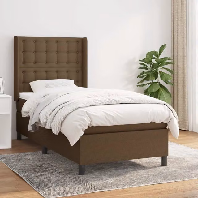 Letto Ibrido vidaXL con Giroletto a Molle e Materasso Marrone e Bianco L/P/H: 100 x 200 x 4 cm