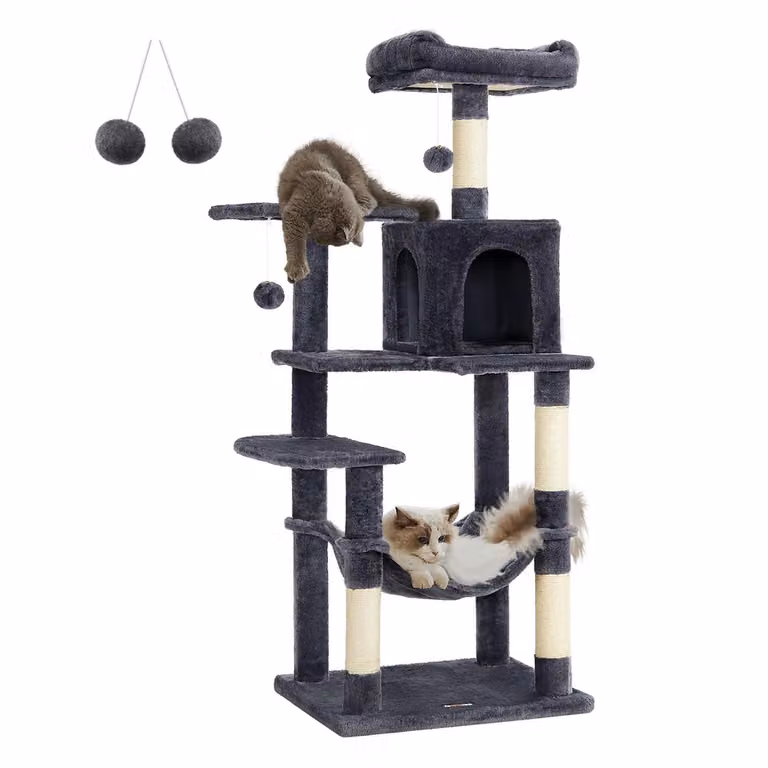 Albero per Gatti 143 cm Grigio Chiaro | FEANDREA, Grigio Fumo / L (55 x 45 x 143 cm)