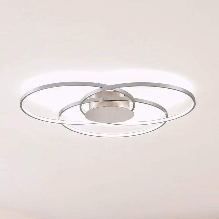 Plafoniera a LED Riley Lindby, dimmerabile, Alluminio / Grigio / Zincato, Soggiorno / Sala da pranzo, Alluminio, Moderno, Plafoniera LED
