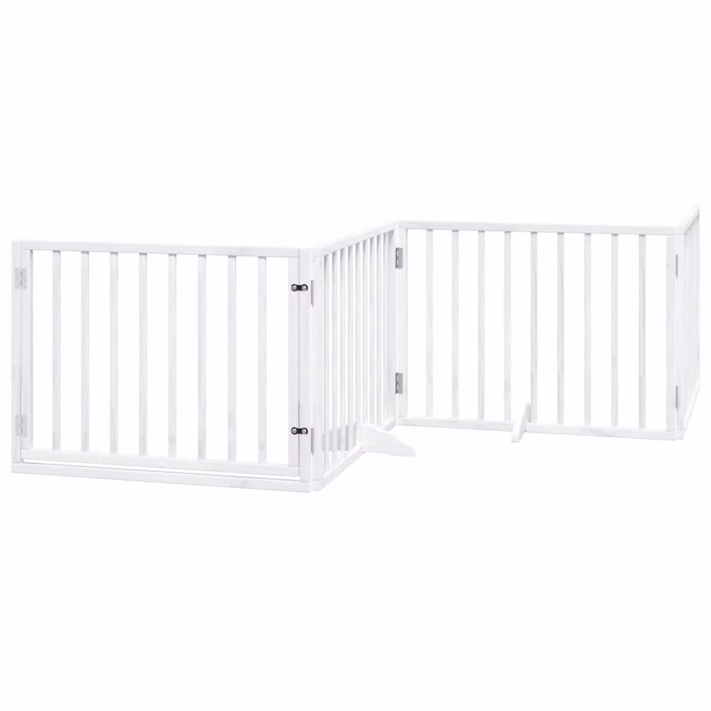 Cancello Cani Porta Pieghevole Bianco 4 Pannelli 320 cm Pioppo