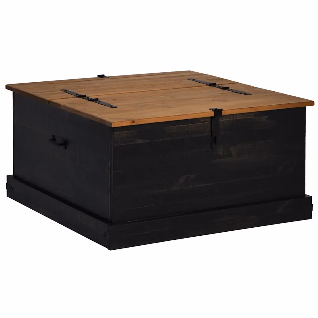 Cassapanca HALDEN vidaXL in legno massello di pino nero stile rustico L 91 cm x P 91 cm x H 47 cm – 2