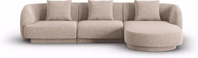 Divano angolare destro Tulum di Cosmopolitan Design, 4 posti in ciniglia beige, L: 255 cm, P: 106 cm, H: 70 cm