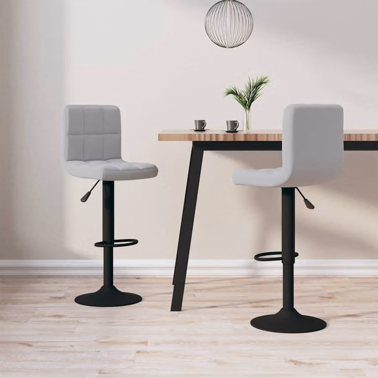Set di 2 sgabelli da bar vidaXL in velluto grigio chiaro con base girevole a 360 gradi