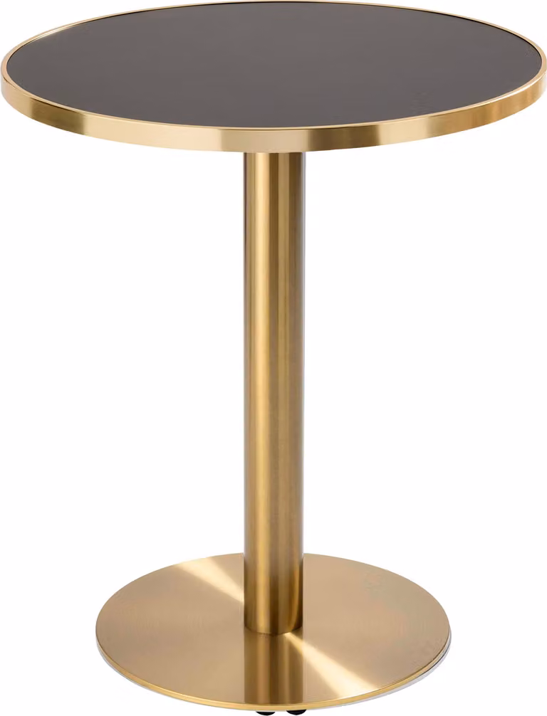 Tavolo da pranzo rotondo 60 cm piano nero/oro e gamba oro - Oviala Montmartre