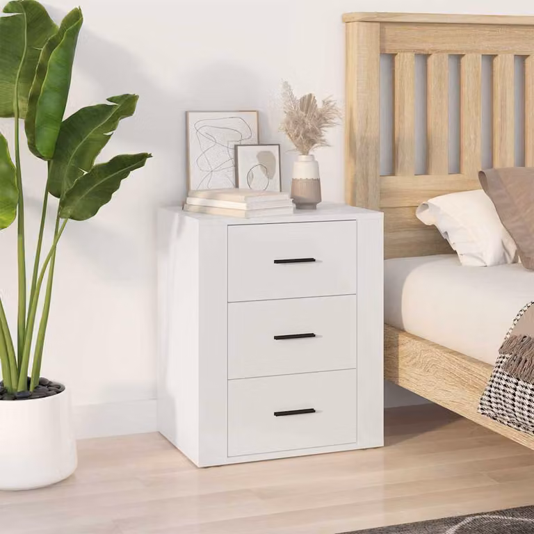 Comodino sospeso vidaXL Bianco in MDF per camera da letto L: 50 cm, P: 36 cm, H: 60 cm