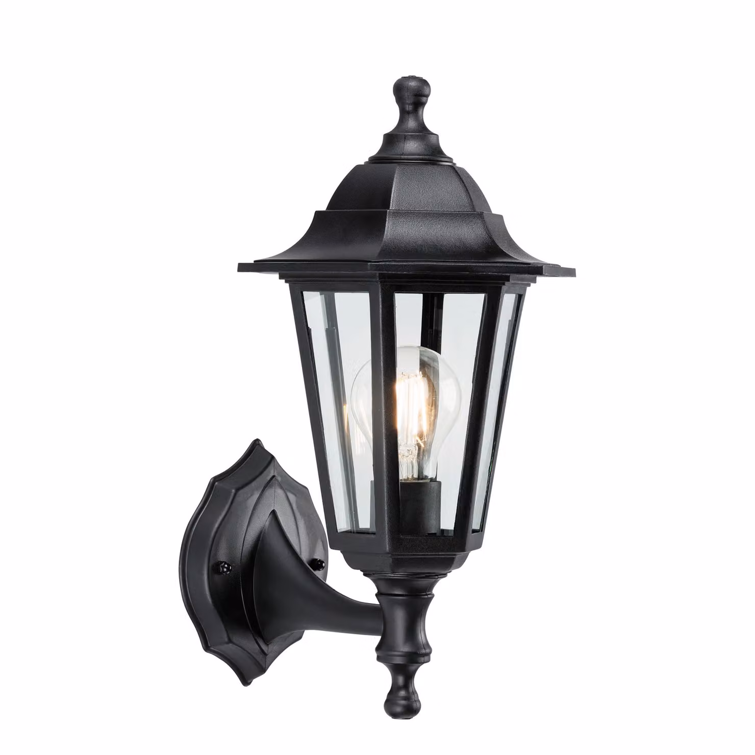 Applique da esterno a lanterna BAYSWATER, nero-trasparente, 1xE27x60W, plastica, dimensioni: 35,5x17x21,2 cm, IP44, Endon
