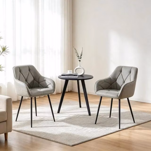 Set da 2 sedie REDOM in similpelle grigio scuro per soggiorno e ufficio L/P/H: 45,5 x 45,5 x 83,5 cm