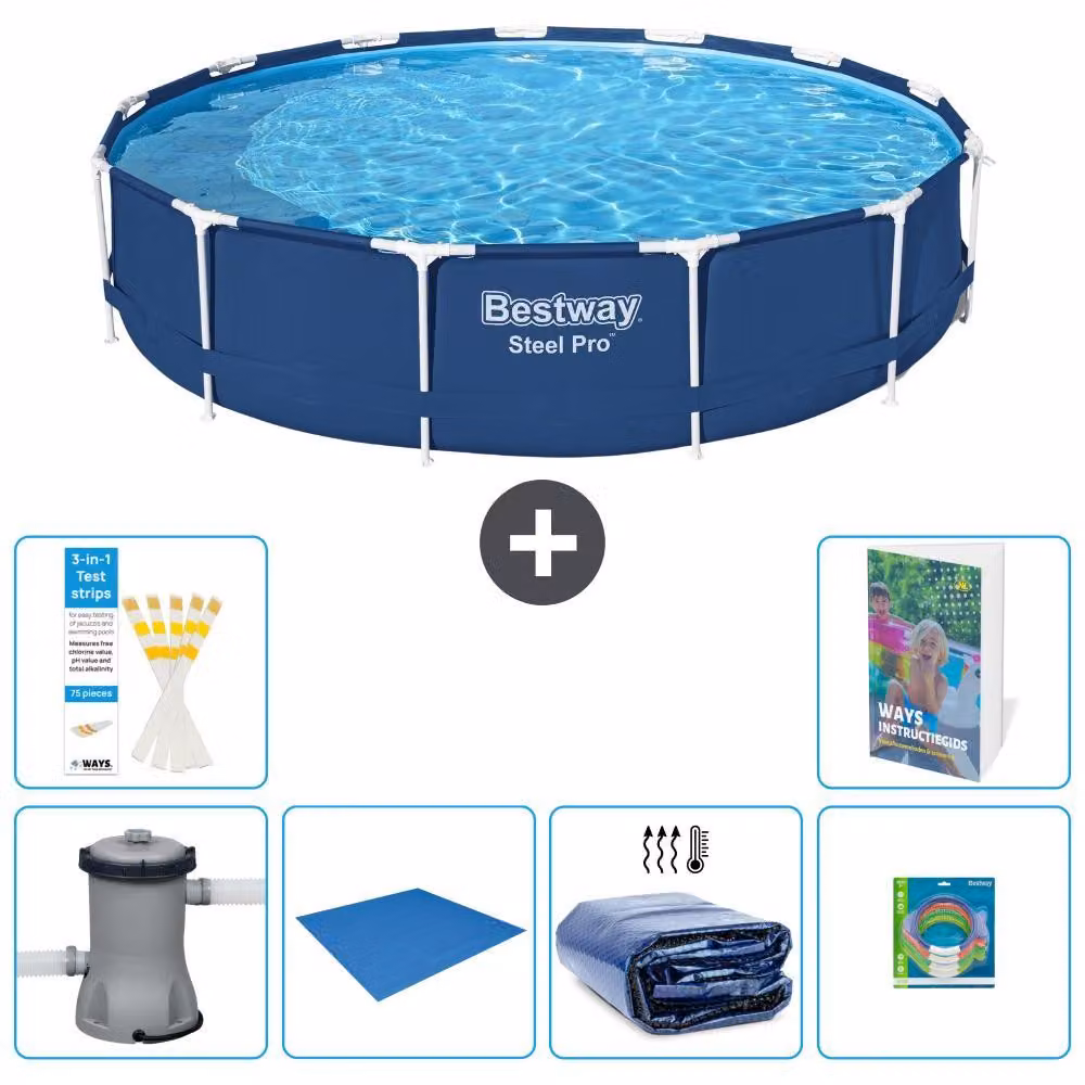 Bestway Steel Pro, piscina in acciaio, rotonda - 396x84 cm - composta da 5 parti, modello S220