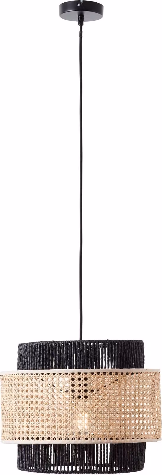 BRILLIANT Lampada a sospensione Arles 35 cm nero opaco/rattan nero opaco/rattan 99529/06