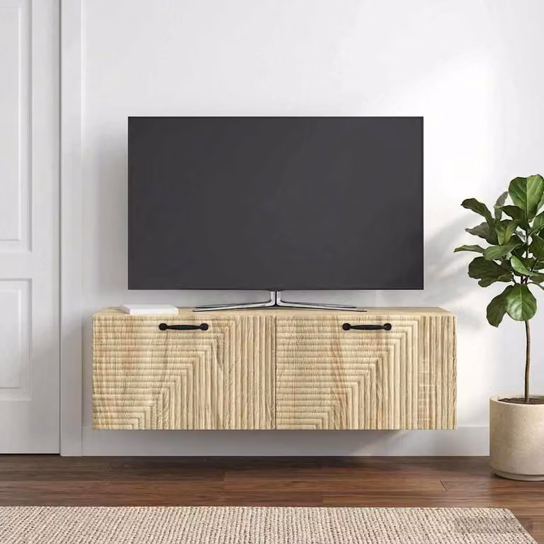 vidaXL Mobile Porta TV da Muro Moderno in Legno Marrone, L 98 x P 31 x H 30 cm