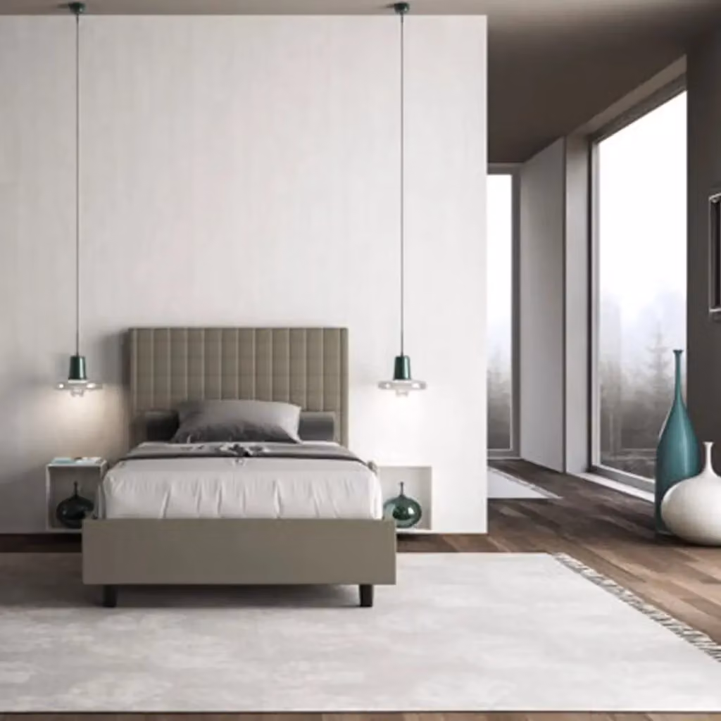 Letto matrimoniale francese Sunny Ityhome con contenitore e imbottitura in similpelle color cappuccino L/P/H: 155 x 230 x 122 cm – 2