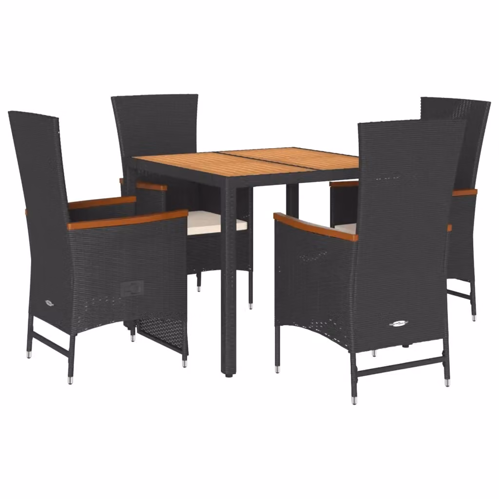 Set da pranzo da giardino vidaXL in legno di acacia oliato e polyrattan, 5 pezzi, moderno – 2