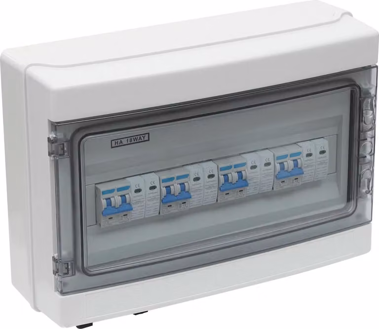 Scatola combinatore di stringhe solari fotovoltaiche - sezionatore 4 ingressi/4 uscite - DC 1000V - impermeabile IP65 - 8 connettori - protezione da sovratensione - 15A/25A - montaggio a parete - bianco