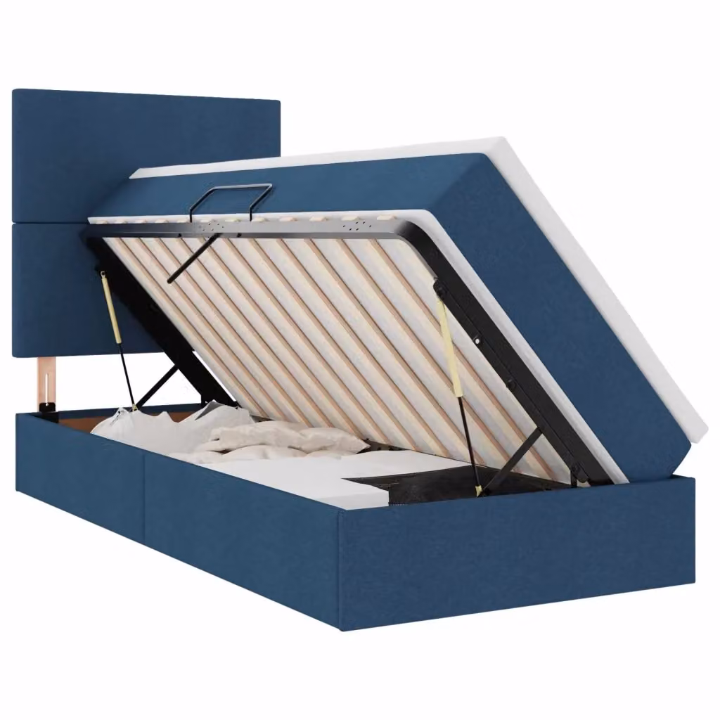 Letto con contenitore vidaXL in tessuto blu con illuminazione LED e porta USB, L/P: 100 x 200 cm – 2