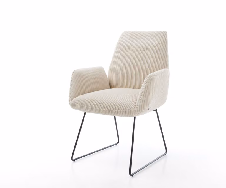 DELIFE Sedia da pranzo Zoa-Flex Cord Beige Telaio a slitta nero Molle insacchettate