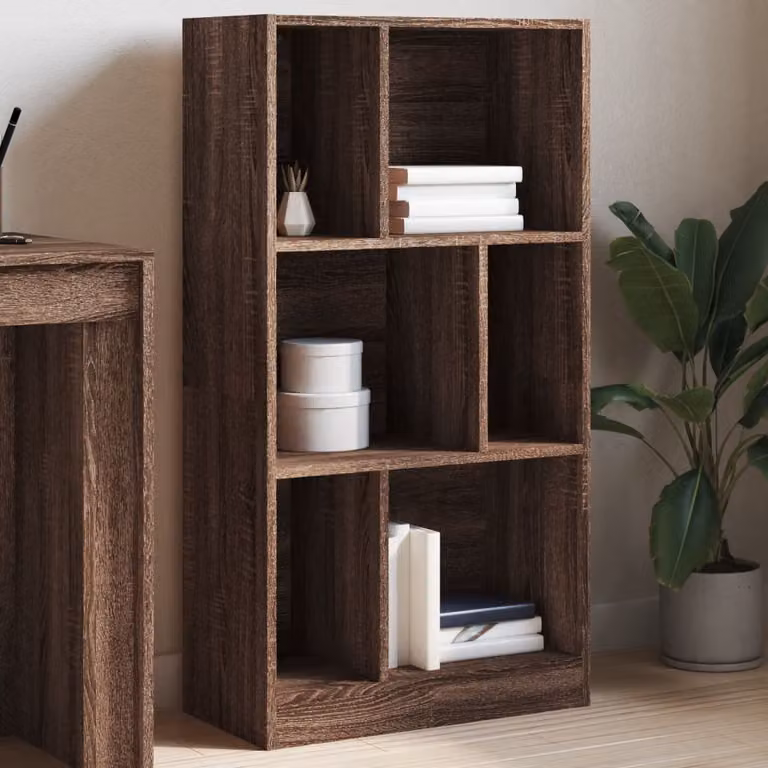 Libreria moderna vidaXL in legno di rovere marrone con pannello posteriore L: 57 cm, P: 28,5 cm, H: 107,5 cm
