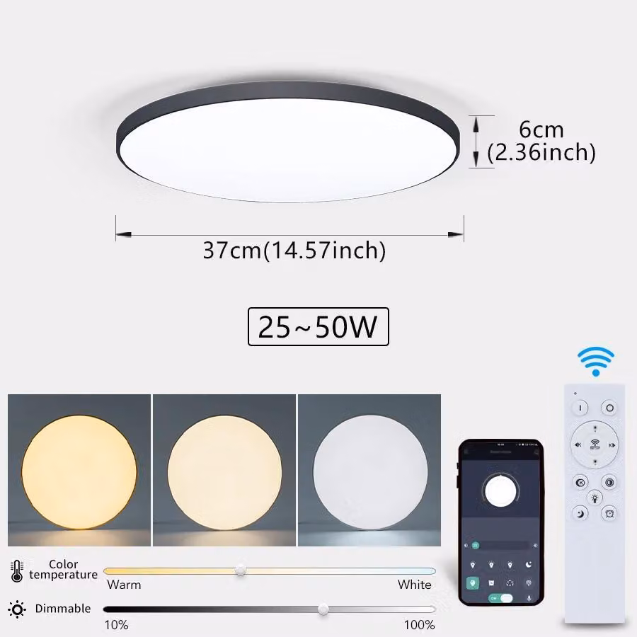 Lampada da soffitto, dimmerabile, con telecomando, calotta nera