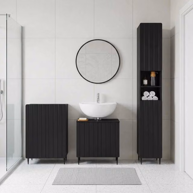 Set di armadietti da bagno in 3 pezzi ZWOLLE Nero 3417433