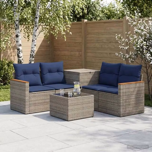 Set di divani 6 pz Grigio e Blu Navy 55 x 55 x 37 cm 3447619
