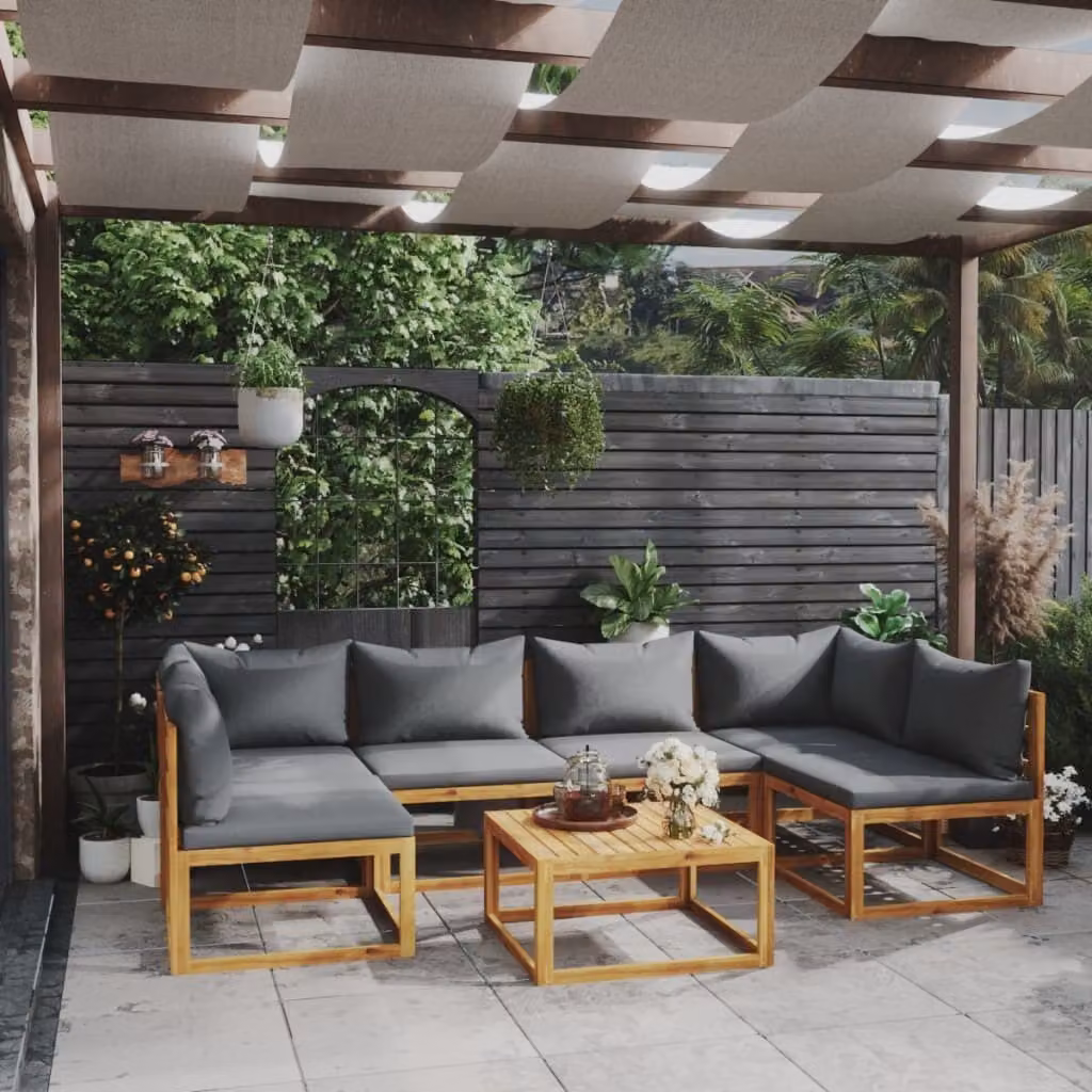 Maison Exclusive - Set da giardino da 7 pezzi con cuscini, in legno massello di acacia