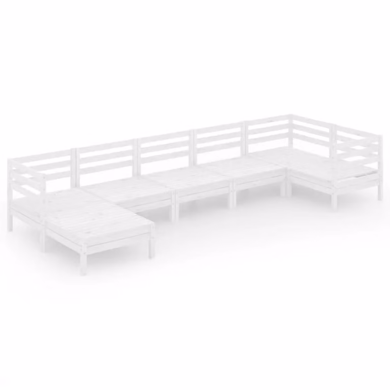 Set Salotto da Giardino 7 pz in Legno Massello di Pino Bianco