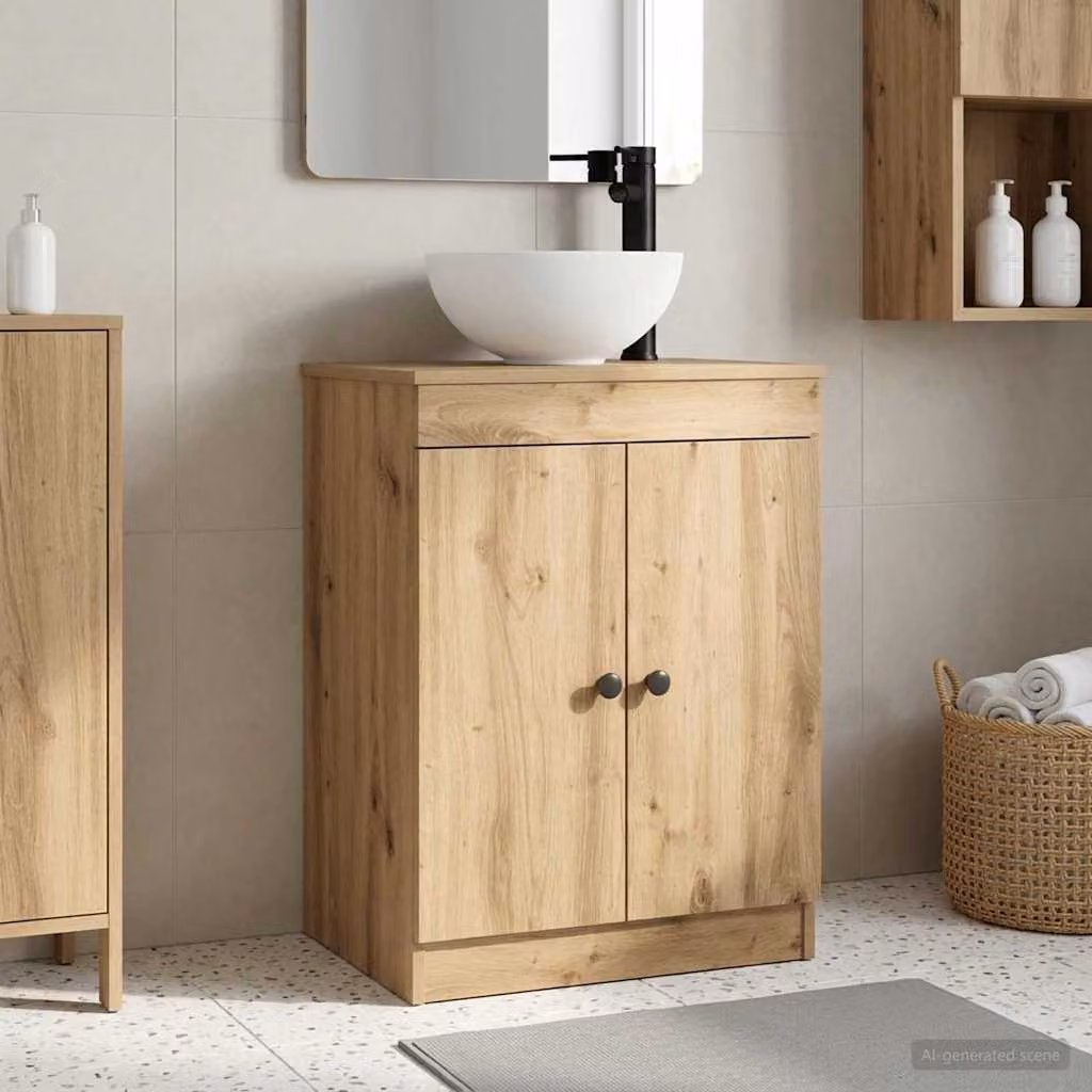 Mobile da bagno con lavabo vidaXL in stile moderno, colore marrone, L: 54 cm, P: 35 cm, H: 83 cm