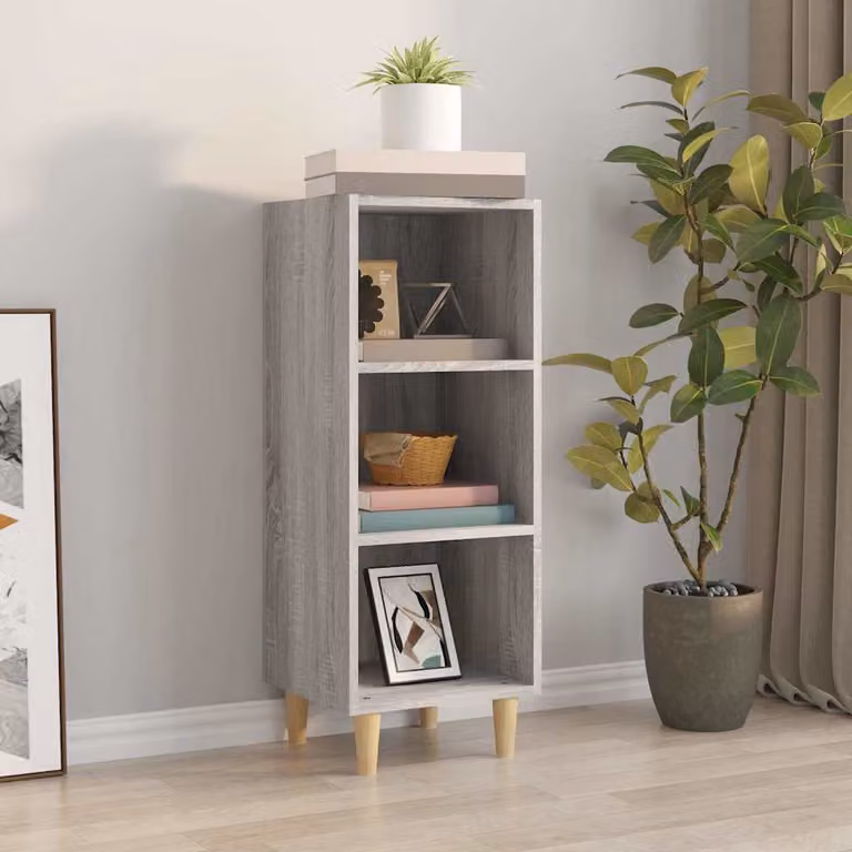 Credenza moderna vidaXL in legno multistrato e MDF, Grigio Sonoma, L: 34,5 cm, P: 32,5 cm, H: 90 cm