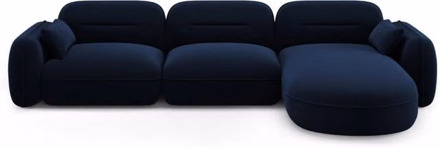 Divano angolare modulare Sydney Cosmopolitan Design, 4 posti in velluto blu, configurazione destra, L/P/H: 320 x 140 x 70 cm – 1