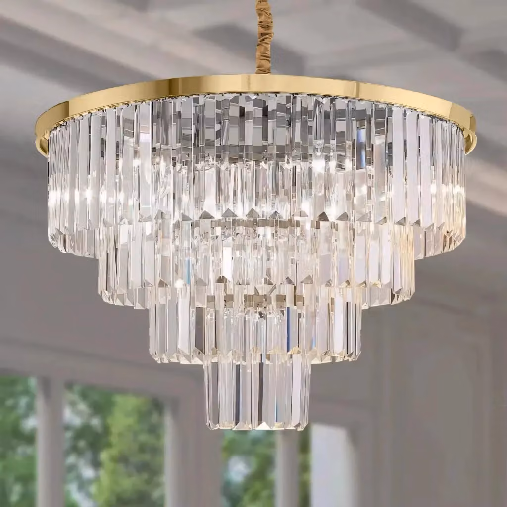 Lampadario a sospensione in cristallo Toolight oro e trasparente modello APP1533-6CP4 – 2