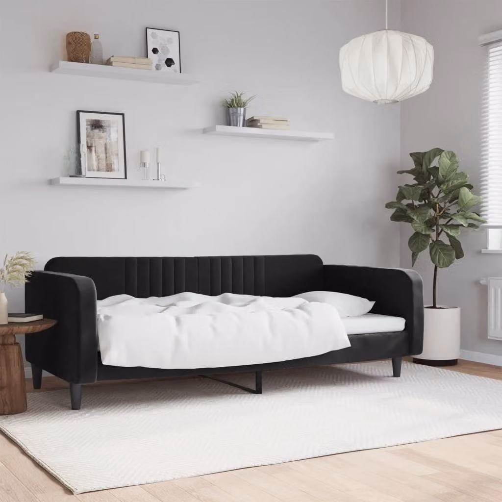 Letto da giorno vidaXL in velluto nero con struttura imbottita L: 200 cm, P: 100 cm, H: 75 cm