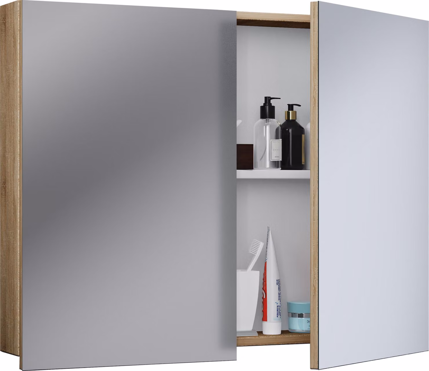 Armadio bagno senza tempo | Dimensioni ca. H. 59 x W. 60 x D. 12 cm | Due porte girevoli | Armadio a specchio - Badinos 59 x 60 cm