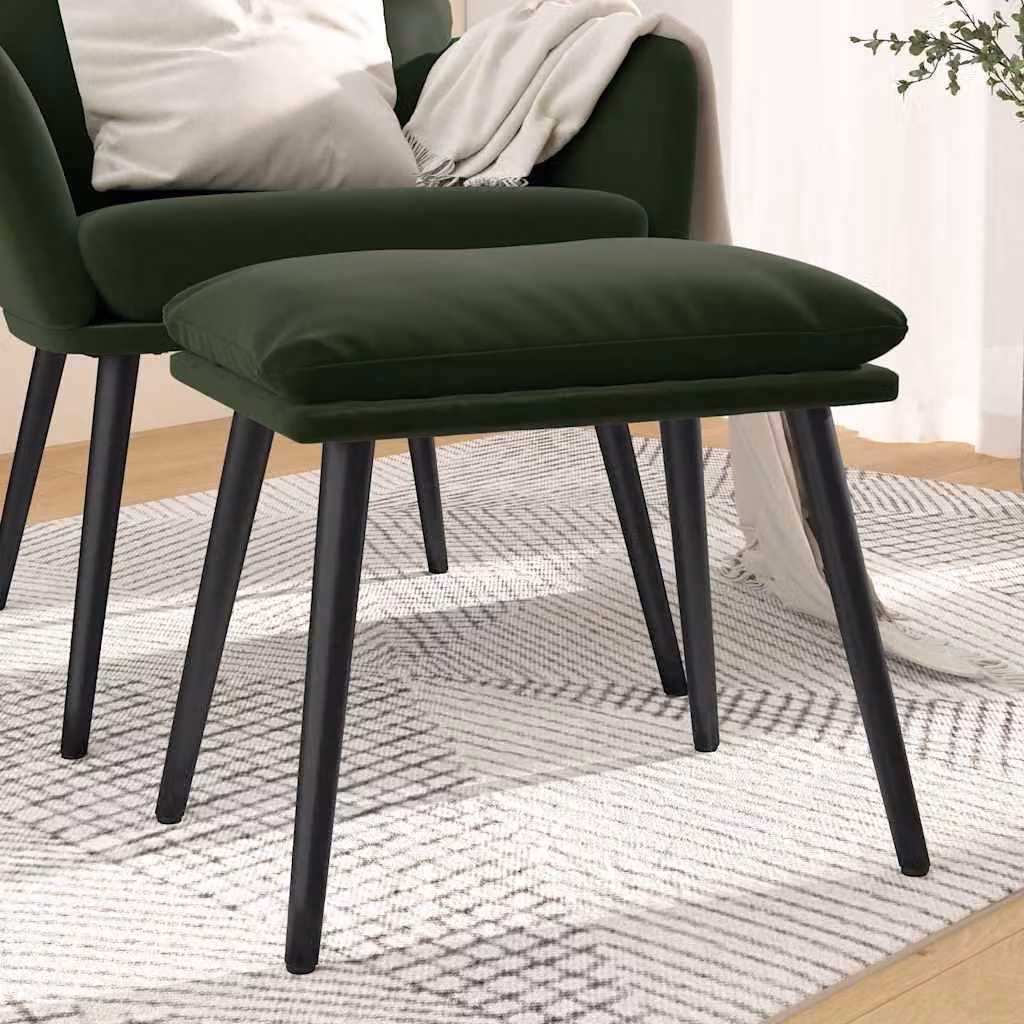 vidaXL Poggiapiedi in Velluto Verde con Struttura in Metallo L: 45 cm, P: 29,5 cm, H: 35 cm