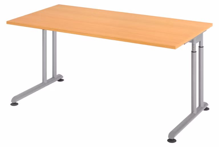 bümö Scrivania Serie-Z - Struttura: argento, Decorazione: faggio, Dimensioni: 160 x 80 cm