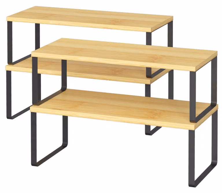 Set di 4 organizer per armadietti da cucina, scaffali estensibili e impilabili