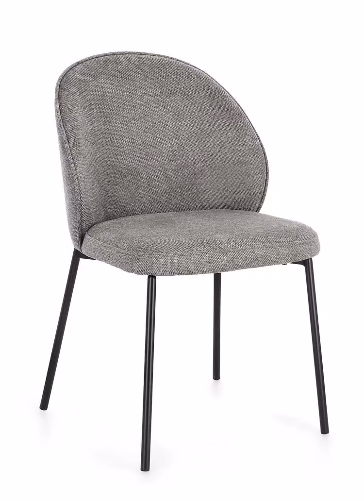 Set di 2 sedie WENDY in tessuto grigio e gambe acciaio nere