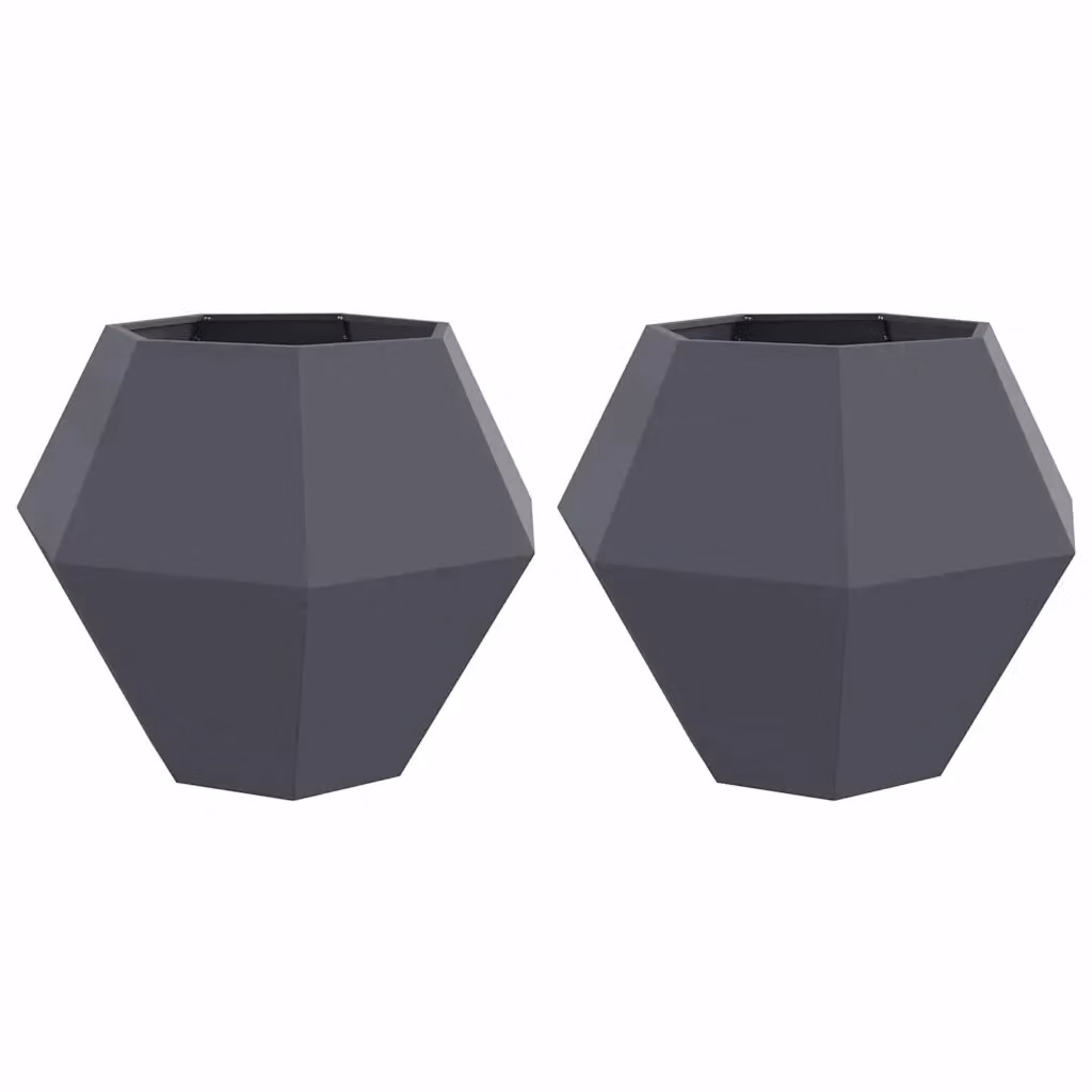 Set di 2 fioriere vidaXL in acciaio color antracite L/P/H: 100 x 100 x 80 cm – 2