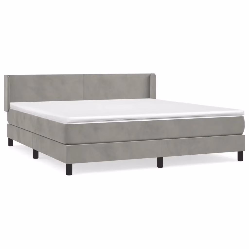 Letto con Giroletto a Molle e Materasso Ibrido vidaXL in Velluto Grigio e Bianco L/P: 160 x 200 cm – 2
