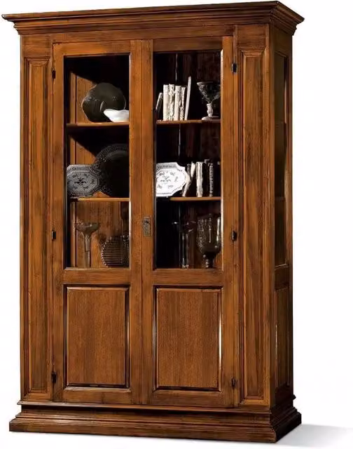 Vetrina Mobili 2G con 2 ante in vetro in legno color noce L: 155 cm, P: 48 cm, H: 215 cm – 4