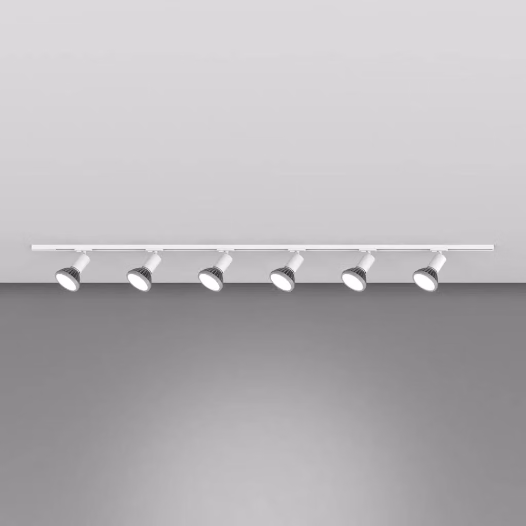 Kit Binario Moderno Mono Amos in Metallo Bianco con 6 Luci E27 – 2